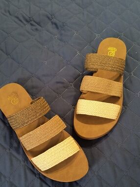 CL by Chinese Laundry Neutral Multi-Strap Woven Slide Sandals